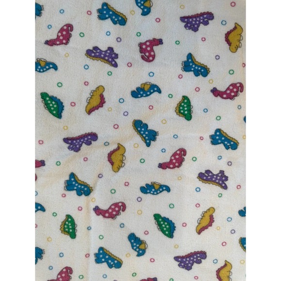 Vtg Dinosaur Dino Multicolor Hospital Flannel Baby Newborn Swaddle Blanket - Picture 7 of 7